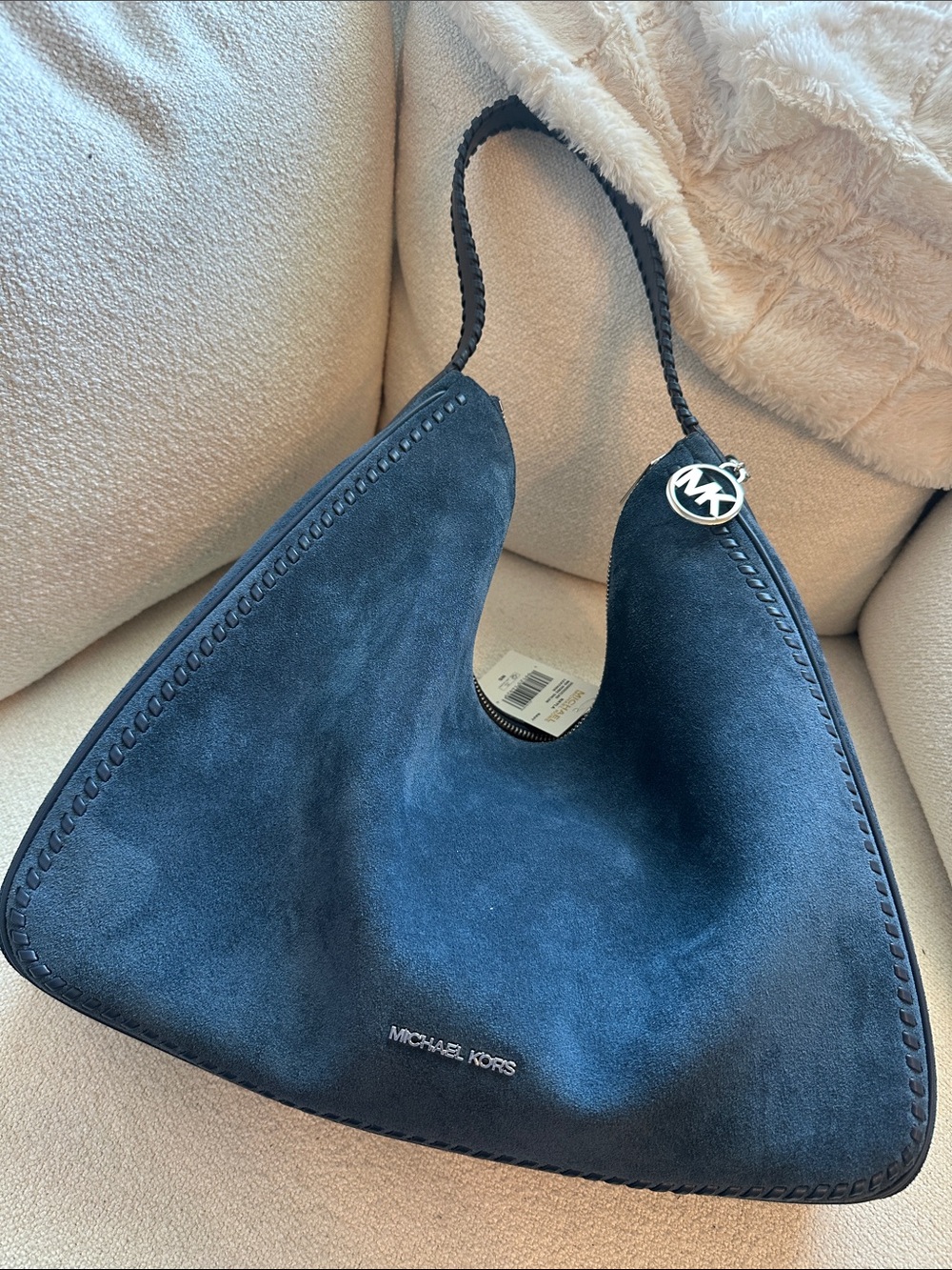 Michael Kors Navy Suede Shoulder Nayla hobo Bag
